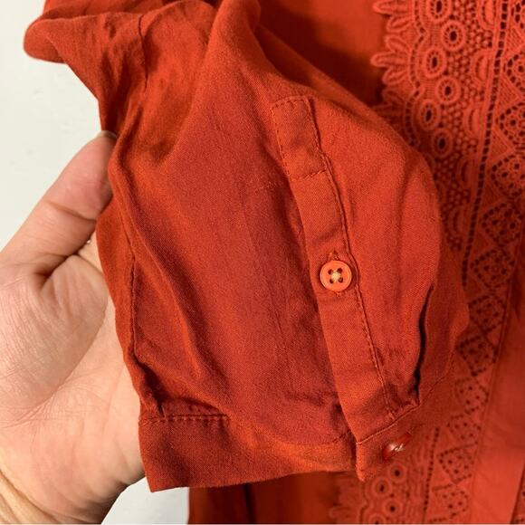 Maeve Anthropologie Crescent Street Blouse top rust orange terracotta top size 2 - Picture 6 of 9